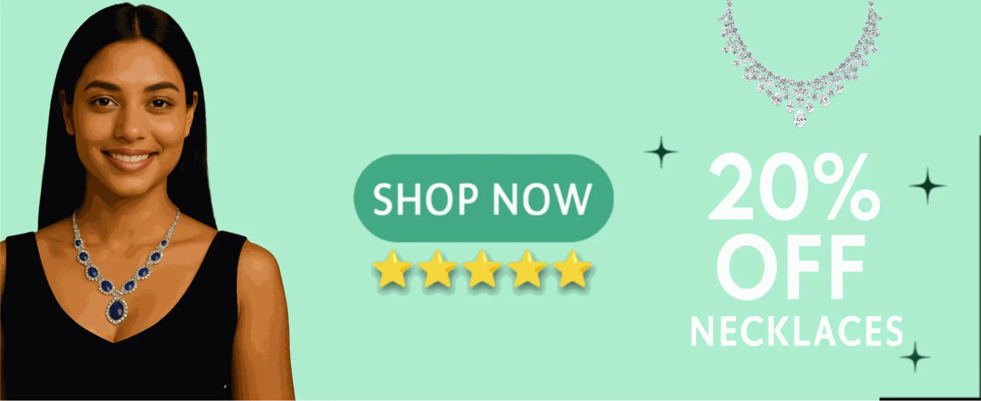 20% off on necklaces, Shop now at comet and crystal - Offer